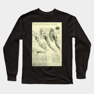 Human Anatomy Arm and Shoulder by Leonardo da Vinci Long Sleeve T-Shirt